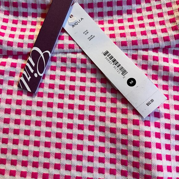 AQUA SKIRT MEDIUM (GIRLS SZ 9-10) PINK AND WHITE CHECK NWT MEASUREMENTS INSIDE - Picture 4 of 4